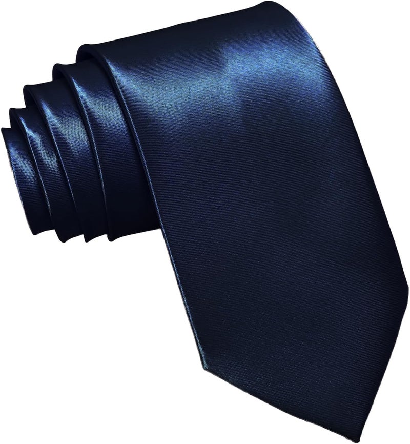 WOXVM Men's Ties Classic Solid Satin Tie Pure Color 3.15" Mens Necktie, Premium Formal Black Ties For Men Business & Wedding - Image 1